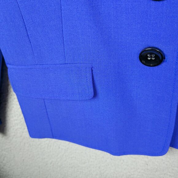 Kasper Cobalt Blue Collarless Blazer Jacket 10 Tailored Stretch Statement Classy - Picture 9 of 11